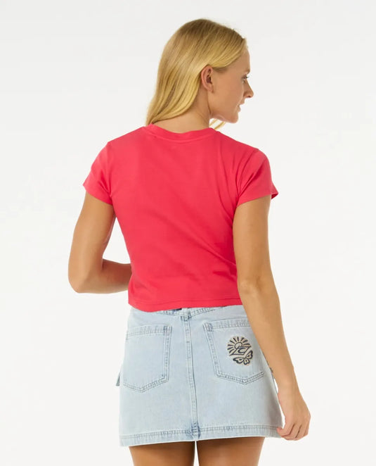 Rip Curl Women's Cala Fitted T-Shirt Red 0G0WTE-0040
