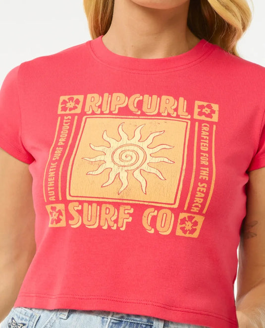 Rip Curl Women's Cala Fitted T-Shirt Red 0G0WTE-0040
