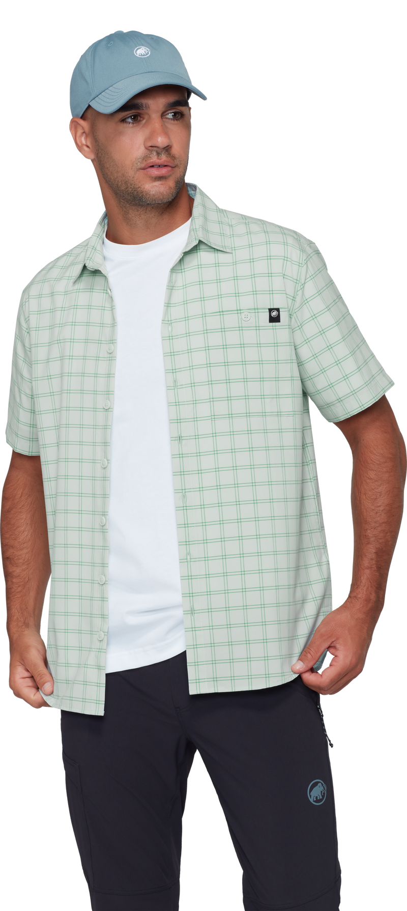 Load image into Gallery viewer, Mammut Men's Lenni Short Sleeve Shirt Silver Sage Pinea 1015-01471-1302
