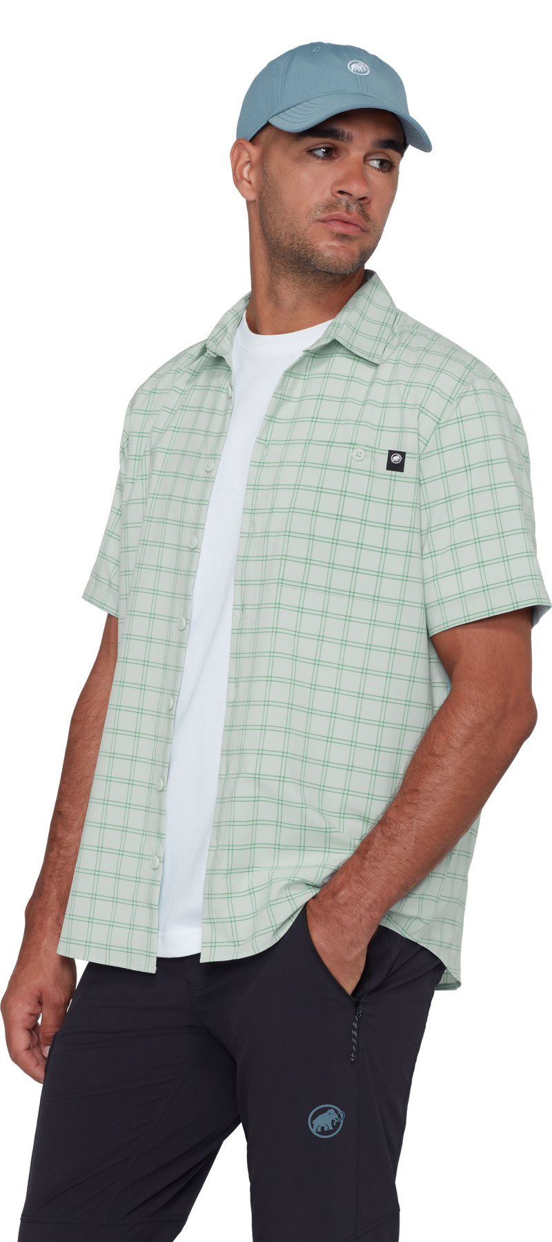 Load image into Gallery viewer, Mammut Men's Lenni Short Sleeve Shirt Silver Sage Pinea 1015-01471-1302
