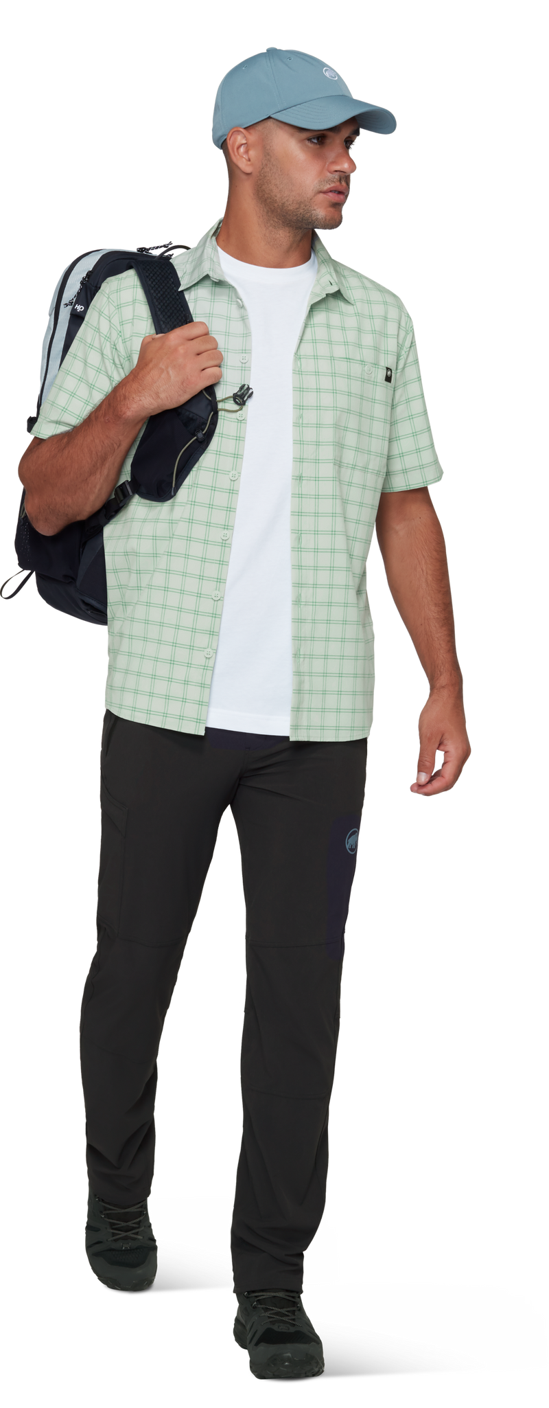 Load image into Gallery viewer, Mammut Men's Lenni Short Sleeve Shirt Silver Sage Pinea 1015-01471-1302
