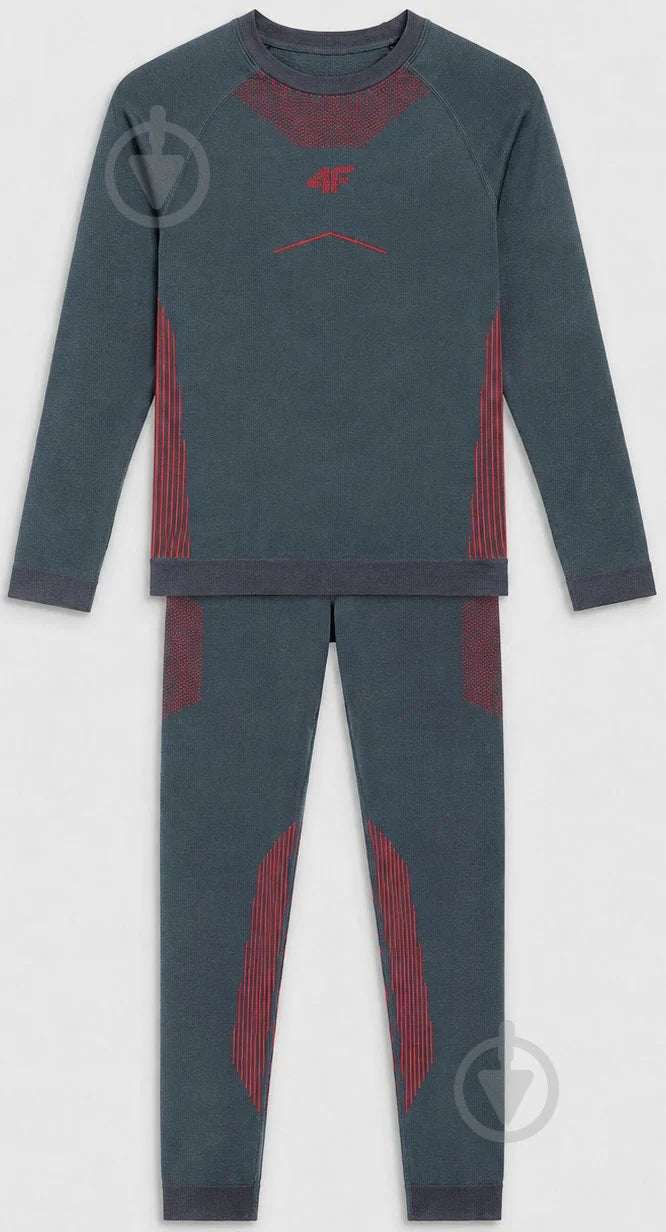 Load image into Gallery viewer, 4F Kid's Seamless Ski Underwear Set Grey 4FJWAW26USEAM295-23S

