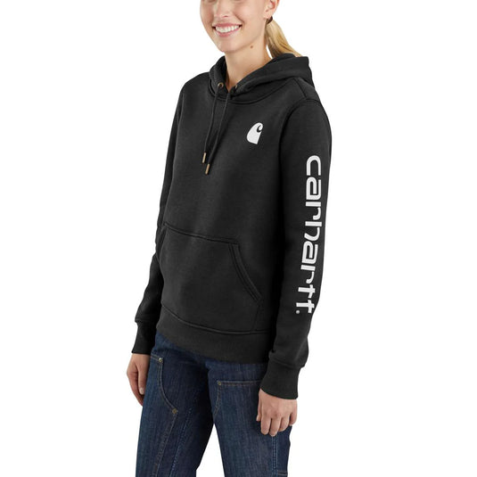 Carhartt Women s Relaxed Fit Midweight Logo Sleeve Hoodie Black 102791 Zero Gravity