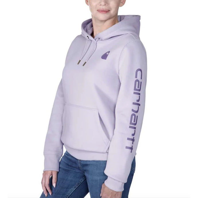 Carhartt Women's Relaxed Fit Midweight Logo Sleeve Hoodie Lilac Haze 102791-V62