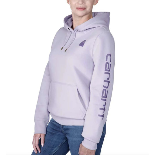 Carhartt Women s Relaxed Fit Midweight Logo Sleeve Hoodie Lilac Haze 1 Zero Gravity