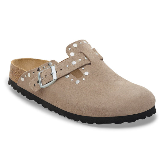 Birkenstock Unisex Boston Rivets Suede Leather Taupe 1030437