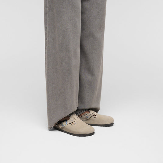 Birkenstock Unisex Boston Rivets Suede Leather Taupe 1030437