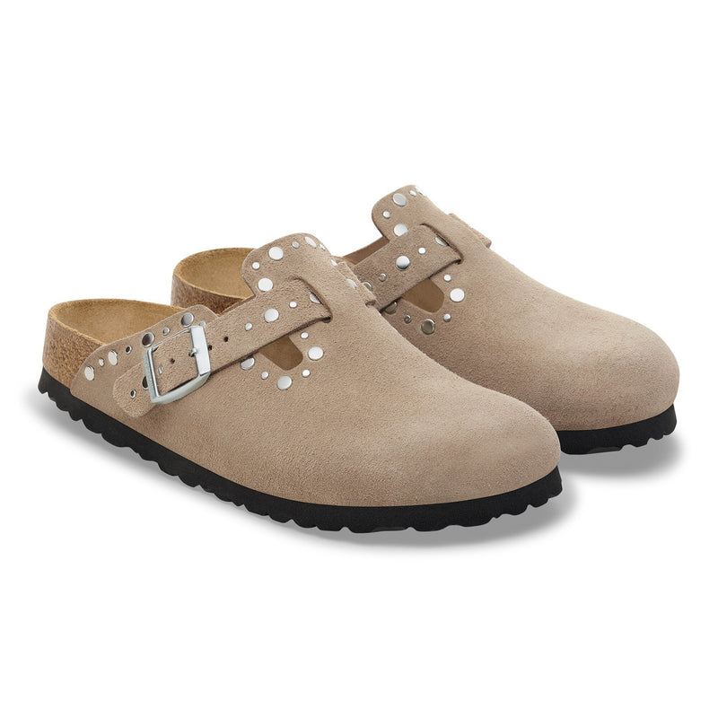 Load image into Gallery viewer, Birkenstock Unisex Boston Rivets Suede Leather Taupe 1030437
