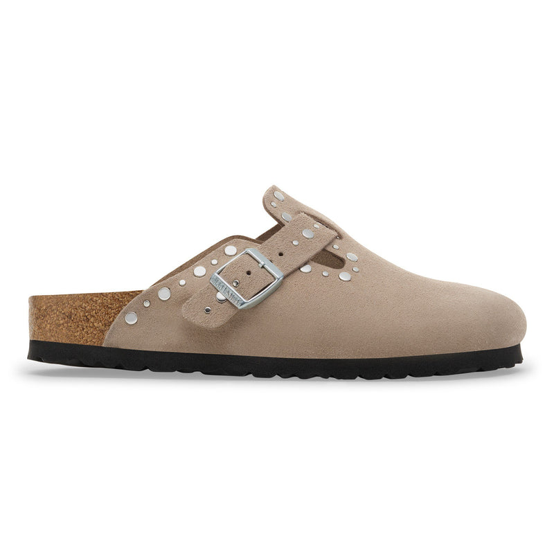 Load image into Gallery viewer, Birkenstock Unisex Boston Rivets Suede Leather Taupe 1030437
