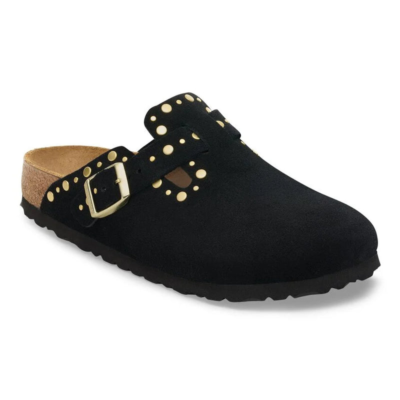 Load image into Gallery viewer, Birkenstock Unisex Boston Rivets Suede Leather Black 1030453
