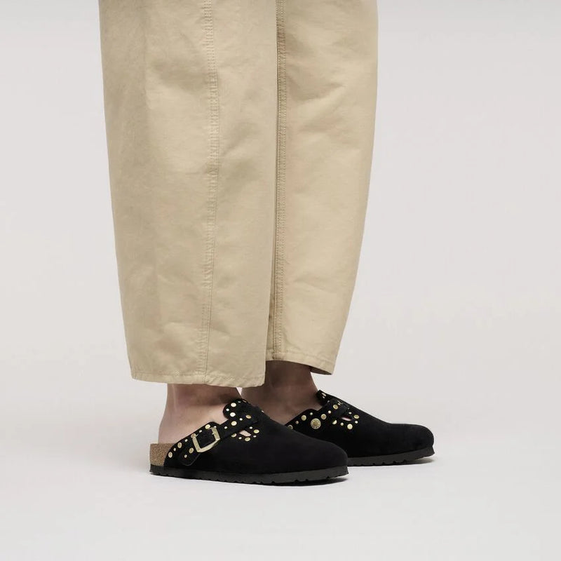 Load image into Gallery viewer, Birkenstock Unisex Boston Rivets Suede Leather Black 1030453
