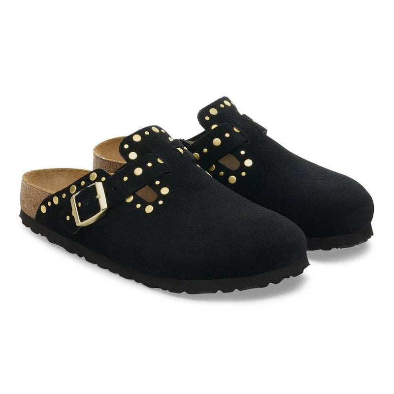 Load image into Gallery viewer, Birkenstock Unisex Boston Rivets Suede Leather Black 1030453
