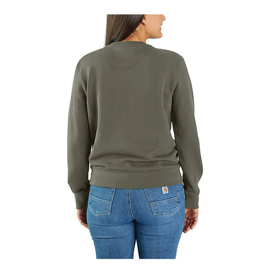 Carhartt Womens' Relaxed Fit Midweight French Terry Crewneck Sweatshirt Dusty Olive 106179-DOV