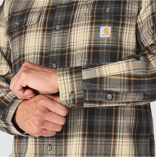 Carhartt Men's Hubbard Loose Long Sleeve Plaid Shirt Black 107013-N04