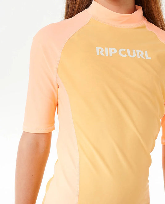 Rip Curl Kid's Classic Surf Short Sleeve Rash Vest Orange 129GRV-0030