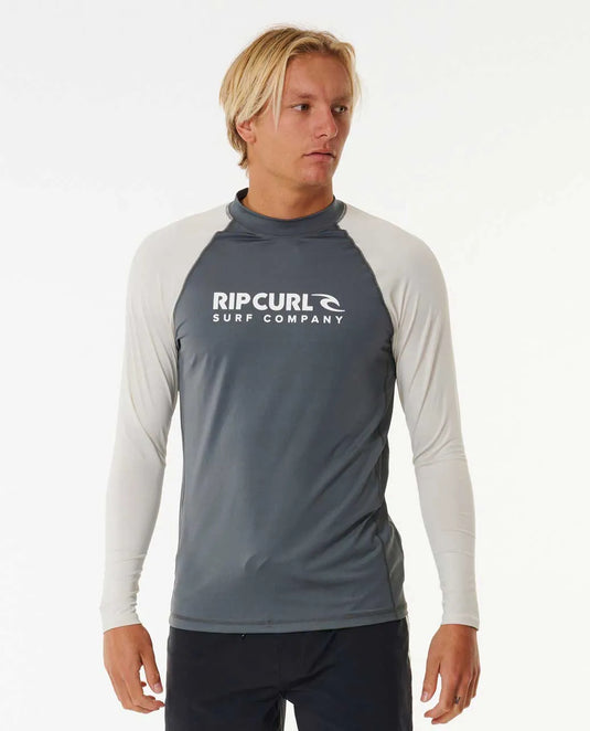 Rip Curl Men's Shock UPF Long Sleeve Rash Vest Dark Grey 146MRV-1221