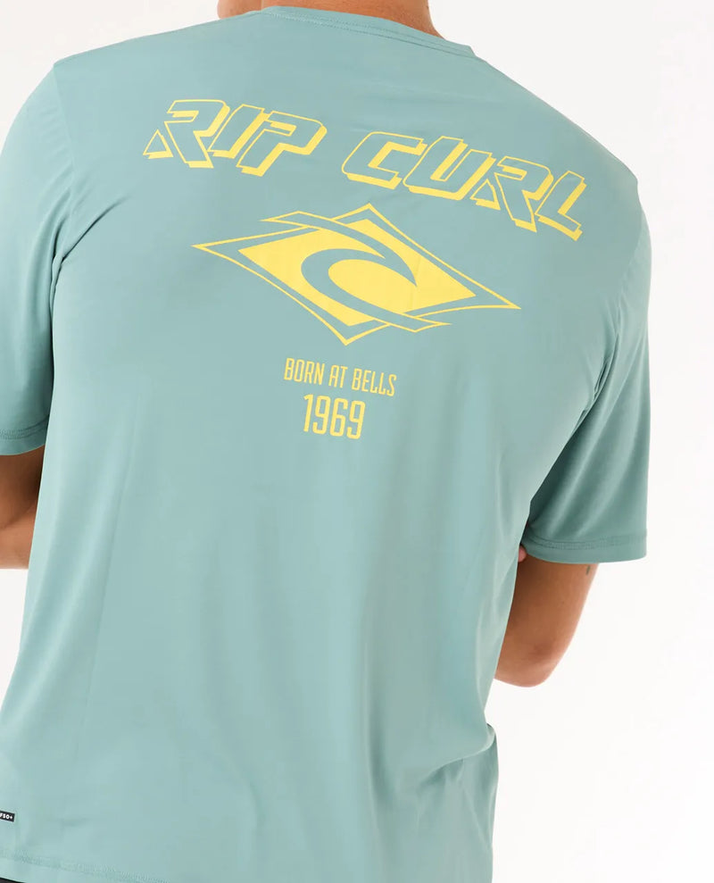 Load image into Gallery viewer, Rip Curl Men&#39;s Icons Surflite UPF Short Sleeve Rash Vest Blue Lagoon 14YMRV-3038
