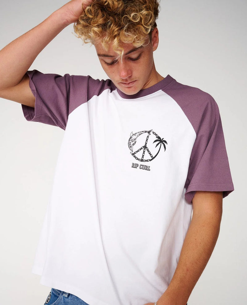 Load image into Gallery viewer, Rip Curl Men's Disorder Dolphin T-Shirt Vintage White 14ZMTE-8861
