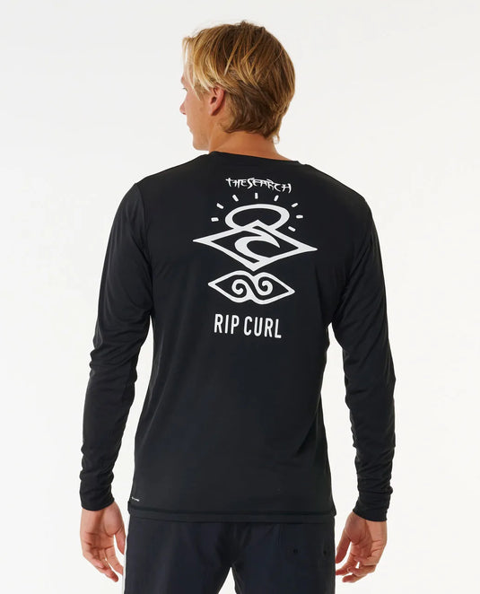 Rip Curl Men's Icons Surflite UPF Long Sleeve Rash Vest Black 14ZMRV-0090