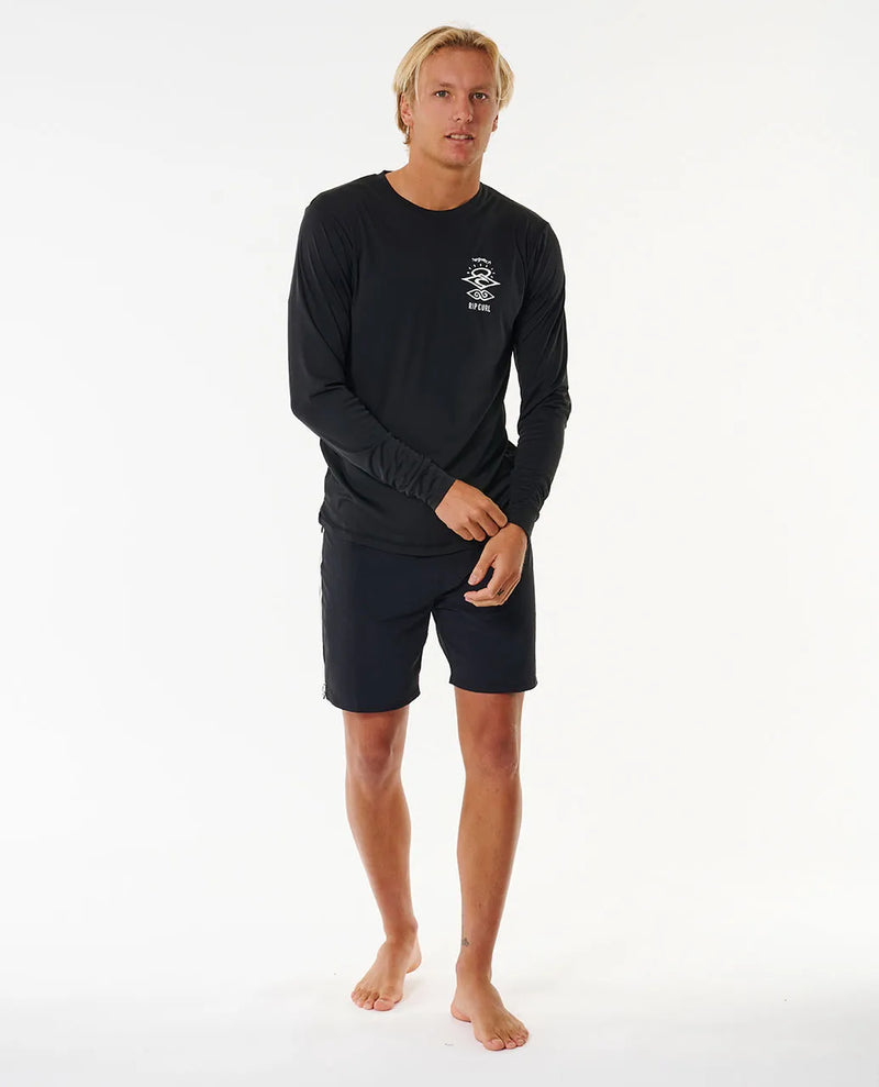 Load image into Gallery viewer, Rip Curl Men&#39;s Icons Surflite UPF Long Sleeve Rash Vest Black 14ZMRV-0090
