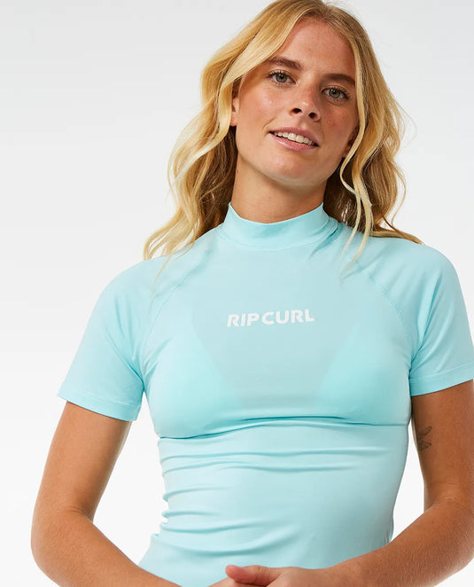 Rip Curl Women's Classic Surf Short Sleeve UPF Rash Vest Sky Blue 15HWRV-0079