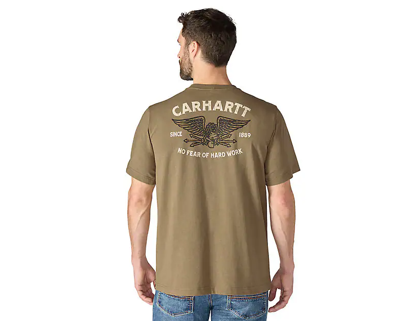 Load image into Gallery viewer, Carhartt Men's Irvine Relaxed Hardwork Eagle T-Shirt Night Fatigue Heather 107777-GR8
