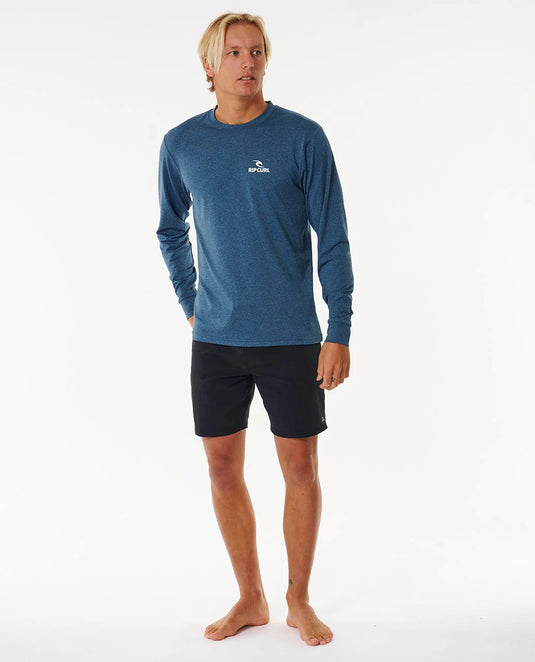 Rip Curl Men's Stack UPF50 Long Sleeve Rash Vest Navy Marle 166MRV_3277