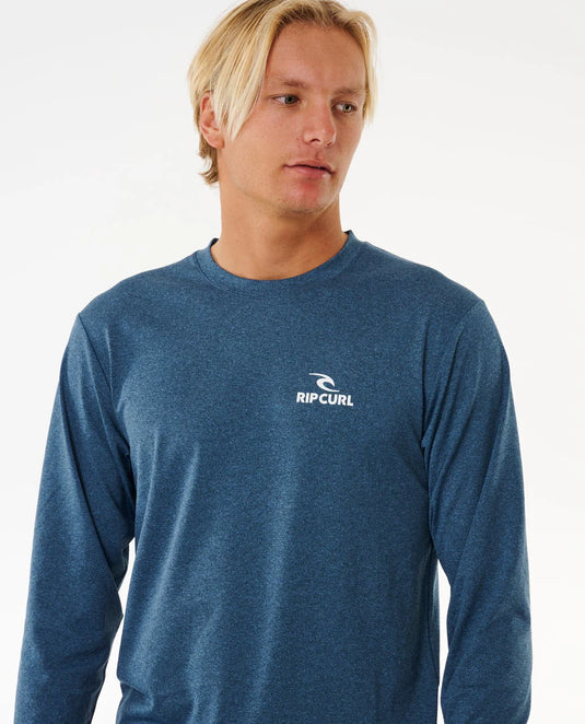 Rip Curl Men's Stack UPF50 Long Sleeve Rash Vest Navy Marle 166MRV_3277