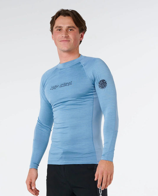 Rip Curl Men's Dawn Patrol UPF Perf Long Sleeve Rash Vest Faded Denim 16BMRV_4737
