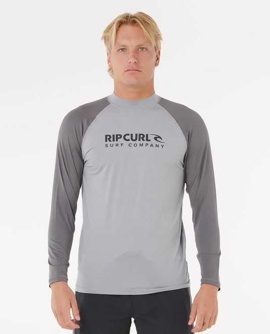 Rip Curl Men's Shock UPF50 Long Sleeve Rash Vest Grey Marle 16GMRV_0085