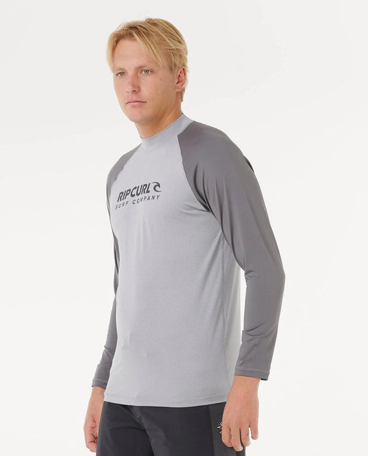 Rip Curl Men's Shock UPF50 Long Sleeve Rash Vest Grey Marle 16GMRV_0085