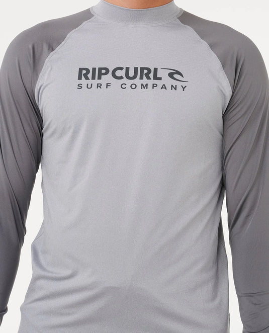 Rip Curl Men's Shock UPF50 Long Sleeve Rash Vest Grey Marle 16GMRV_0085
