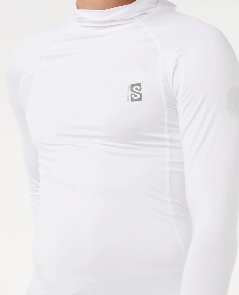 Load image into Gallery viewer, Rip Curl Men's Search UPF50 Performance Hood Long Sleeve Rash Vest White 16IMRV_1000
