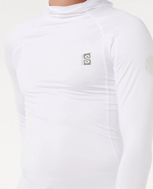Rip Curl Men's Search UPF50 Performance Hood Long Sleeve Rash Vest White 16IMRV_1000