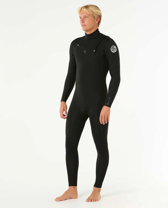 Rip Curl Men's Dawn Patrol 4/3 Chest Zip Wetsuit Black 16QMFS-0090