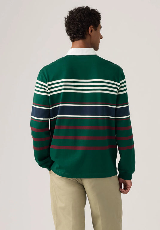 Levi's Men's Union Rugby Shirt Amos Stripe Ponderosa Pine A48450038