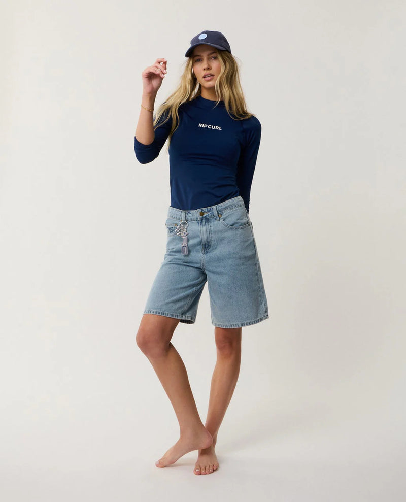 Load image into Gallery viewer, Rip Curl Women's Classic Surf Long Sleeve UV Rash Vest Dark Navy 17MWRV_0291
