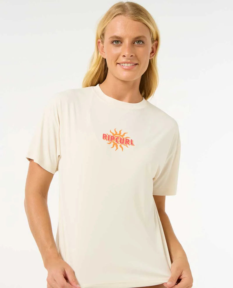 Load image into Gallery viewer, Rip Curl Women&#39;s Cala Vadella Surflite Short Sleeve Bone 180WRV-3021
