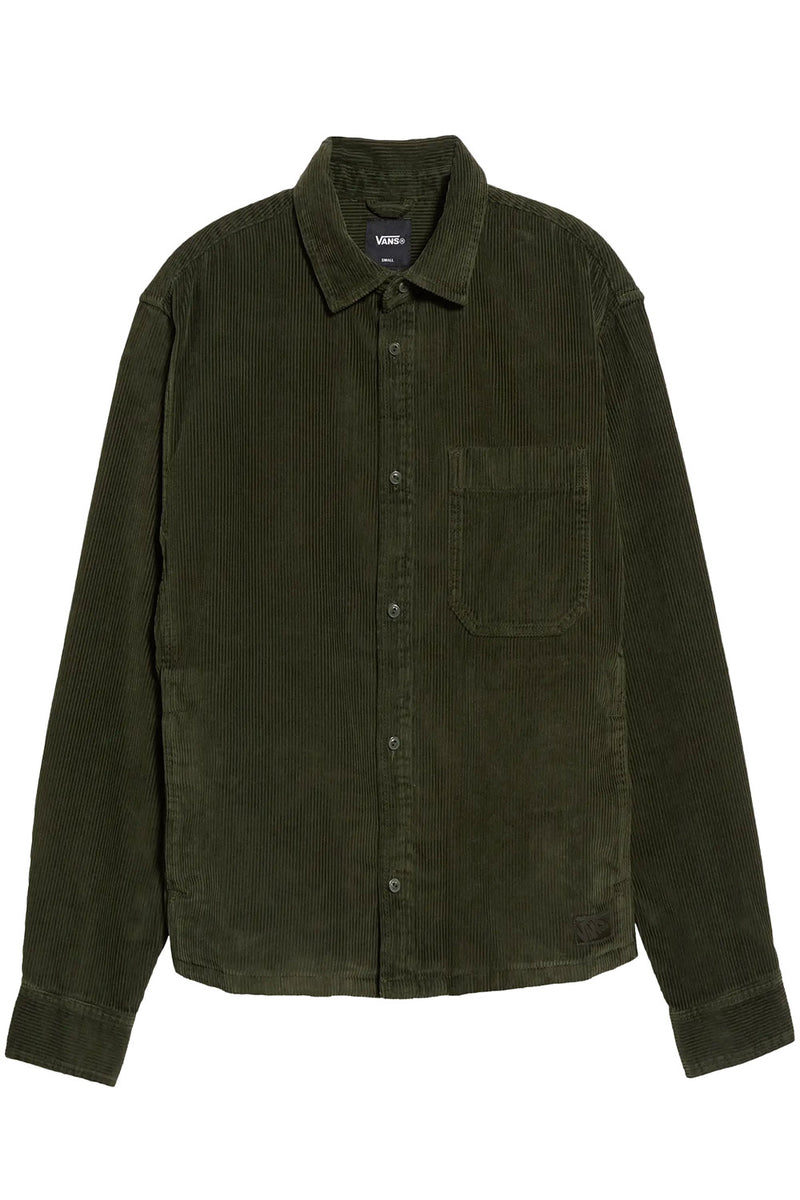 Load image into Gallery viewer, Vans Men's Martinez Cord Overshirt Obsidian Fern VN000UBQFRN
