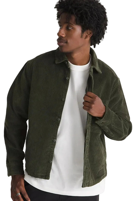 Vans Men's Martinez Cord Overshirt Obsidian Fern VN000UBQFRN