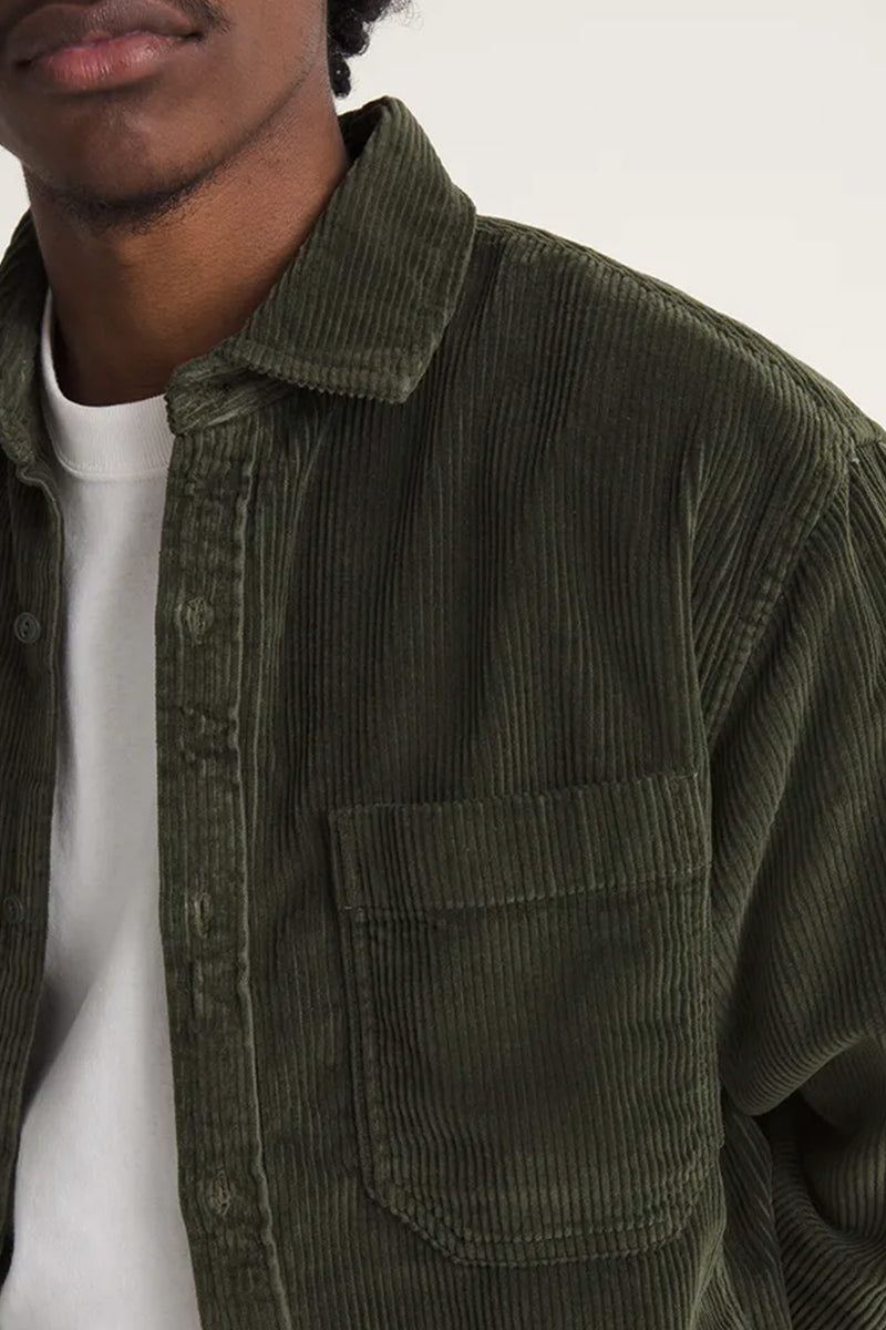 Load image into Gallery viewer, Vans Men's Martinez Cord Overshirt Obsidian Fern VN000UBQFRN
