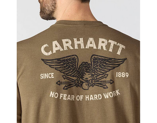 Carhartt Men's Irvine Relaxed Hardwork Eagle T-Shirt Night Fatigue Heather 107777-GR8