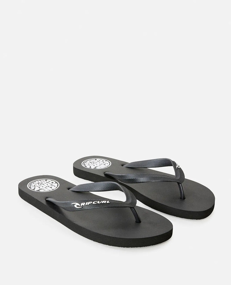 Load image into Gallery viewer, Rip Curl Men&#39;s Icons Of Surf Bloom Open Toe Flip Flops Black/White 1AKMOT-0431
