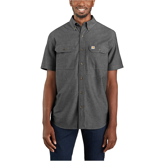 Carhartt Men's Fort Loose Short Sleeve Shirt Black Chambray 104369-BKC