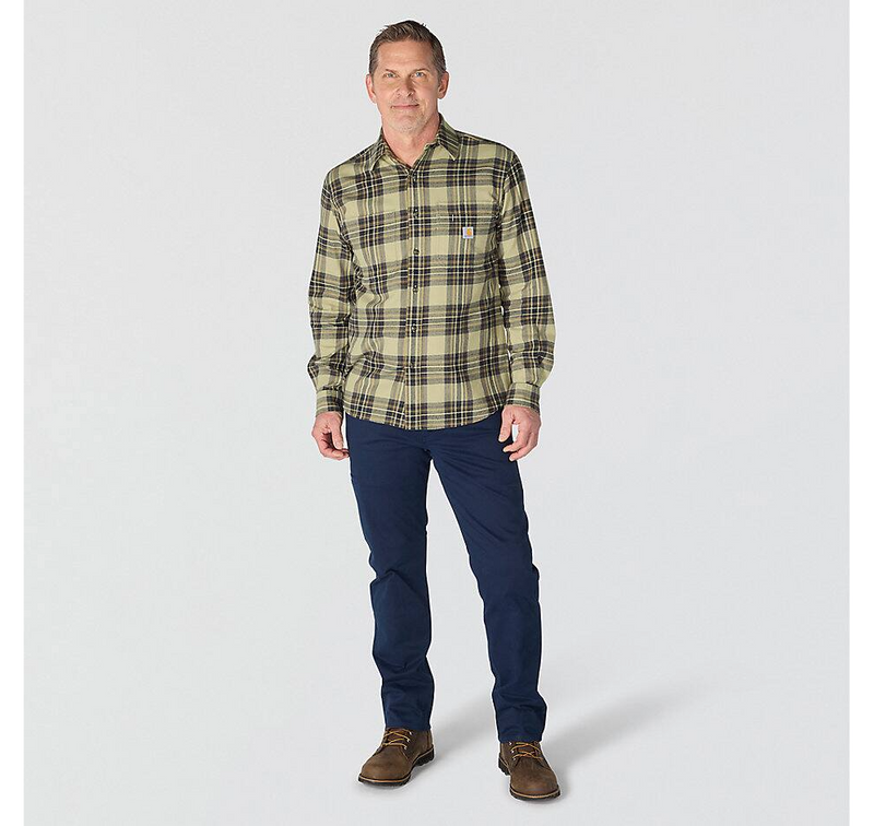 Load image into Gallery viewer, Carhartt Men's Hamilton Relaxed Long Sleeve Plaid Shirt Faded Fatigue 107010-GR9
