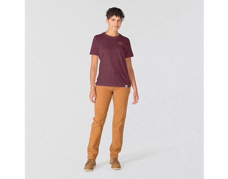 Load image into Gallery viewer, Carhartt Women's Irvine Relaxed Heritage Heart T-Shirt Deep Cherrywood 107534-RF2
