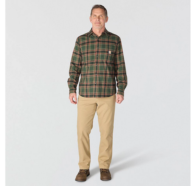 Load image into Gallery viewer, Carhartt Men's Hamilton Relaxed Long Sleeve Plaid Shirt Forestry Green/Amber Terrain 107010-GS8
