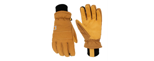 Carhartt Men's Insulated Duck/Synthetic Leather Knit Cuff Gloves Brown GL0781M-BROWN