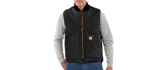 Carhartt Men's Iconic V01 Firm Duck Gilet Jacket Black 106676-BLK
