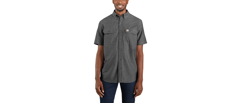 Load image into Gallery viewer, Carhartt Men's Fort Loose Short Sleeve Shirt Black Chambray 104369-N74
